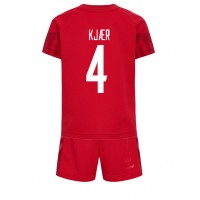 Dětský Fotbalový dres Dánsko Simon Kjaer #4 MS 2022 Domácí Krátký Rukáv (+ trenýrky)